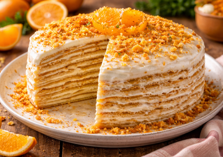 Торт «Крепвиль» на сковороде: вкуснота с коньячно-мандариновой пропиткой — самый простой и вкусный