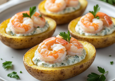 Картошку больше не жарю. Готовлю по-шведски: мини-лодочки с креветками и укропным соусом — свежесть в каждой порции