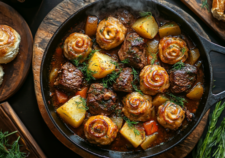 Ужин в одной кастрюле: сочная говядина с овощами и штрудлями. Готовится само, пахнет — божественно