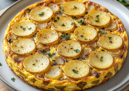 Не жарю драники. Пеку испанскую тортилью с картошкой и яйцом — сочный пирог, который станет любимым завтраком или ужином