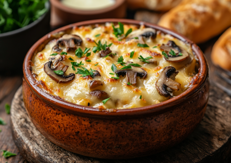 Жюльен без лишних ингредиентов и без сложных соусов — только грибы, сливки и сыр