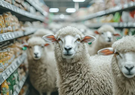 Голодные овцы захватили европейский супермаркет