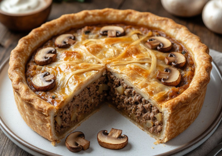 Весь ужин в одном блюде: пирог «Капустник» с фаршем и грибами. Сочный, ароматный и невероятно сытный