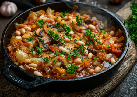 Тушеная капуста с грибами и фасолью: две добавки, и она становится шедевром! Гарнир, который съедают первым