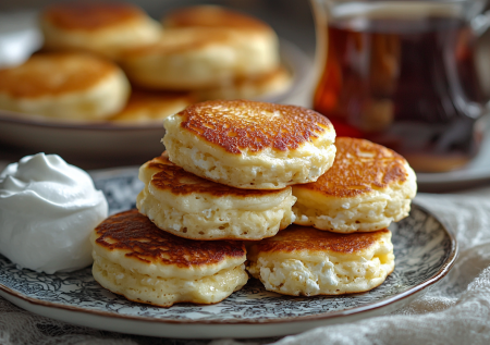 Смешиваю манку, кефир и яйца — выходят отпадные оладьи: на завтрак заходят только так