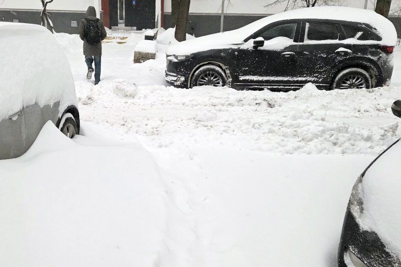 Снегопад на улицах Москвы