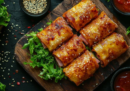 Готовим «Улитку»: ветчина и сыр в рисовой бумаге — хрустящая, тягучая и очень быстрая вкуснятина на завтрак