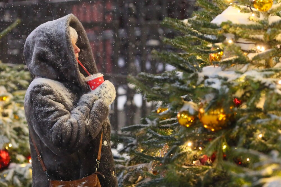 Снегопад на улицах Москвы