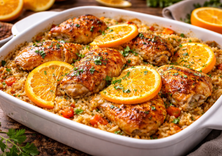 Апельсиновый «плов» с курицей — просто смешать и запечь в духовке: шикарный вкус без возни и мороки