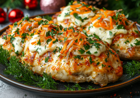 Без ананасов и без грибов: сочное куриное филе под необычной луковой шапкой — на обед или ужин