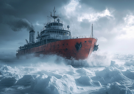 К застрявшему во льдах на Чукотке теплоходу отправили ледокол