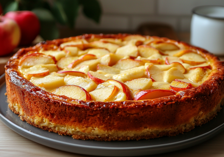 Запеканка в новом формате: пирог с творожно-яблочной заливкой для завтраков и чаепития