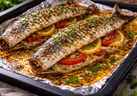 С такой скумбрией и мяса не надо: шикарная фаршированная рыбка в духовке с соевым соусом