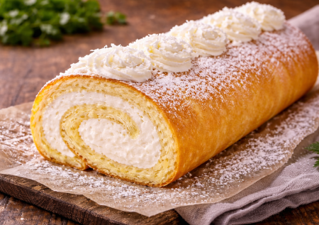 Быстрый рулет из одного большого коржа: пеку без мороки и заворачиваю с кремом за 15 минут