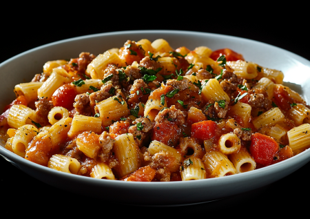 Полчаса, и ужин готов: сытное горячее из пачки фарша и макарон с ароматной подливой