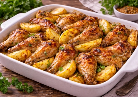 Смешали за 5 минут — и в духовку: крылышки с картошкой «Золотая пара» — вкус как из гриль-бара