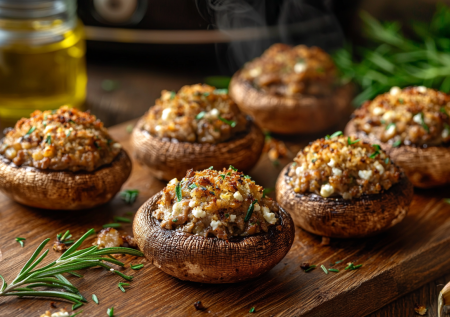 Что можно быстро приготовить в аэрогриле: неожиданная начинка для грибов