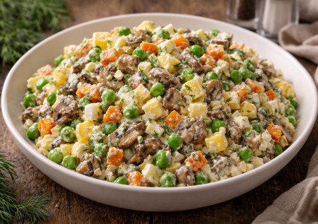 Салат грибной с яйцами: без мяса, а улетает первым — 5 простых ингредиентов