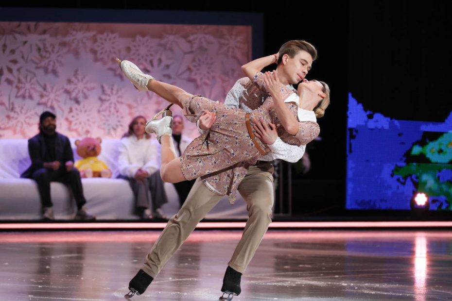 Татьяна Волосожар и Семен Елистратов на съемках нового сезона шоу «Ледниковый период»