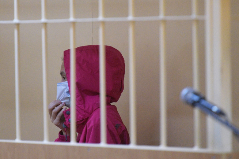 Обвиняемая в убийстве мужа-рэпера Энди Картрайта (настоящее имя — Александр Юшко) Марина Кохал во время избрания меры пресечения в Смольнинском районном суде в Санкт-Петербурге