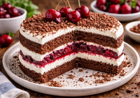 Пеку 1 шоколадный корж за 20 минут: этот тортик «Вишня-шоколад» собирается быстро — некалорийный и обалденно вкусный