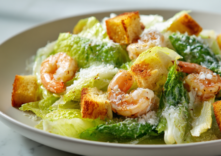 Хрустящий цезарь с креветками покорит всех — простой рецепт