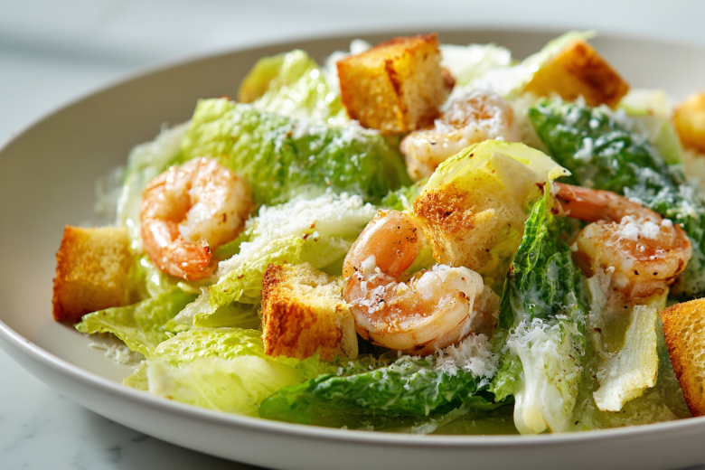 Хрустящий цезарь с креветками