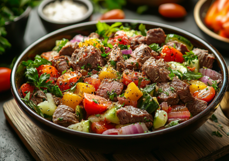 Тоже любите сытные мясные салаты? Чафан с говядиной вас точно не разочарует