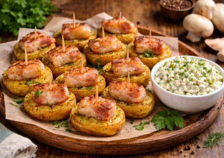 «Кораблики» из картошки и сала с огуречным соусом. Простой рецепт домашней вкуснятины