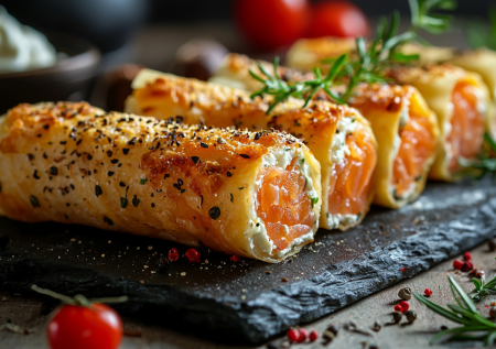 Готовлю хрустящие сырные трубочки с лососем — идеальная закуска для праздничного стола