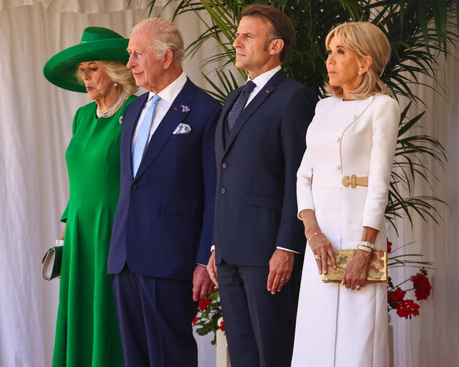 Королева Камилла, король Карл III, Эммануэль Макрон, Брижит Макрон