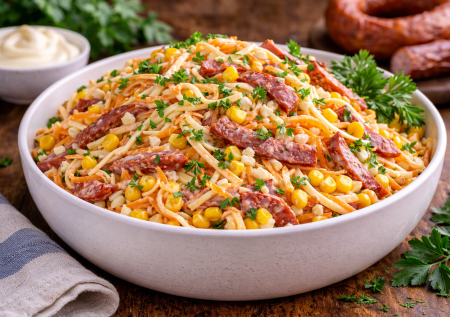 Салат с сыром косичкой за 5 минут: копчёный хит, который сразит всех наповал