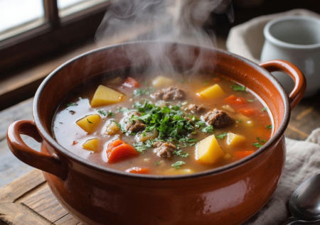 Вместо куриного супа — кастрюля шурпы. Бросаю кусочки курицы и овощи — и через час согревающий обед для всей семьи