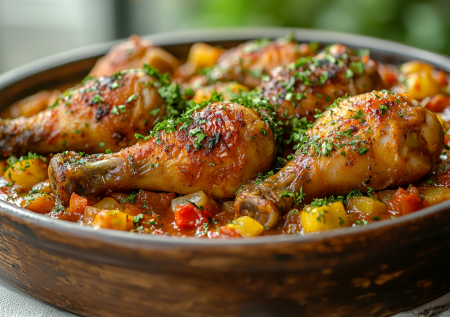 Ужин из серии «просто и со вкусом»: томленые куриные голени в сметанно-томатном соусе