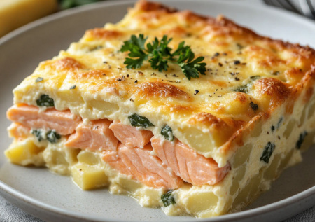 Скандинавский рецепт для ленивых: запеканка «Северное сияние» с картофелем и семгой — просто смешать и запечь