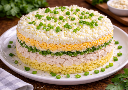 Салат «Воздушный» из 4 простых ингредиентов — нежный, слоёный и тает во рту