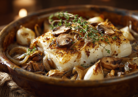 Треска с грибами в Крещенский сочельник: быстрый постный рецепт