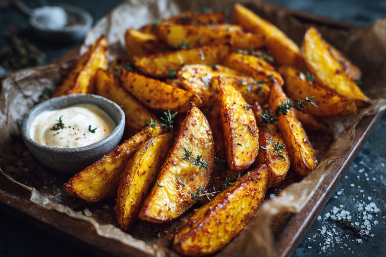 Хрустящий картофель с веганским соусом