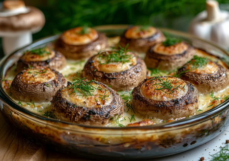 Ешь и худей: запеченные шампиньоны в йогуртово-чесночном соусе — 50 ккал