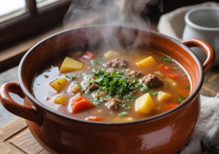 Забыла о солянке! В морозы делаю шурпу в кастрюле — курица, картофель и морковь. Идеально для большой семьи