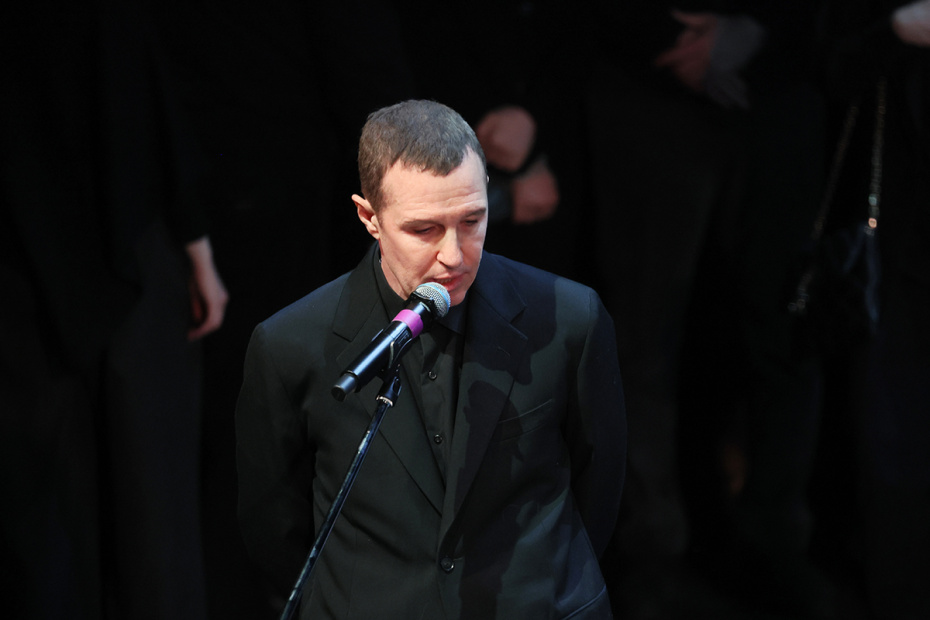 Игорь Верник на церемонии прощания с ректором Школы-студии МХАТ Игорем Золотовицким в МХТ имени А. П. Чехова в Москве