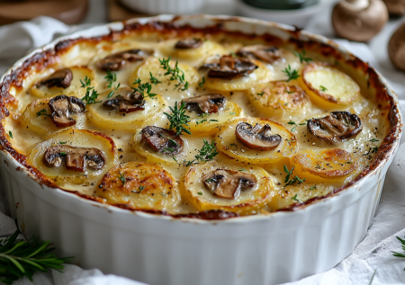 Вместо запеканок готовлю картофельный гратен с грибами: ароматное блюдо для обедов и ужинов