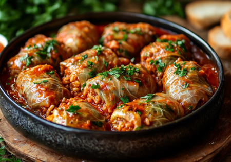 Смешиваю фарш, рис и специи — через час в духовке капустные голубчики «Ленивые»