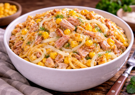 Беру один копчёный окорочок — и через 10 минут салат готов: «Солнечный» сметают подчистую