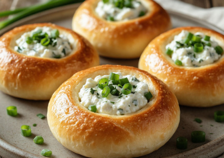 К борщу или на полдник: творожные булочки с зелёным лучком. Тёплые, душистые, исчезают за минуту
