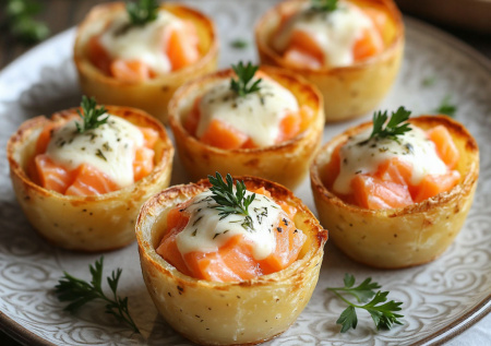 Жареная картошка — прошлый век. Выпекаю гнезда из тертой картошки с лососем и сливочным сыром. И ужин, и перекус в одной порции