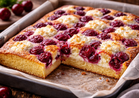 Творожный пирог «Фантастика» — беспроигрышный дуэт творога и вишни