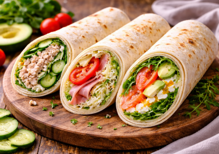 Три классные начинки для лаваша или тортильи: для быстрого перекуса или завтрака