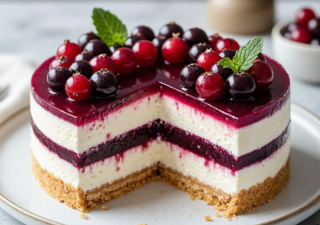Никаких больше «Красных бархатов»! Торт «Смородина»: творожные коржи, ягодное желе и крошка из песочного теста