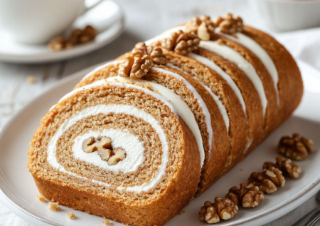 Долой сметанник! Рулет «Пчелка» с медом, грецкими орехами и сметанным кремом — влажный, душистый и очень домашний